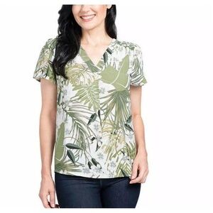 Tropical Print V-Neck Top Hilary Radley size medium